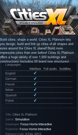 Cities XL Platinum Steam